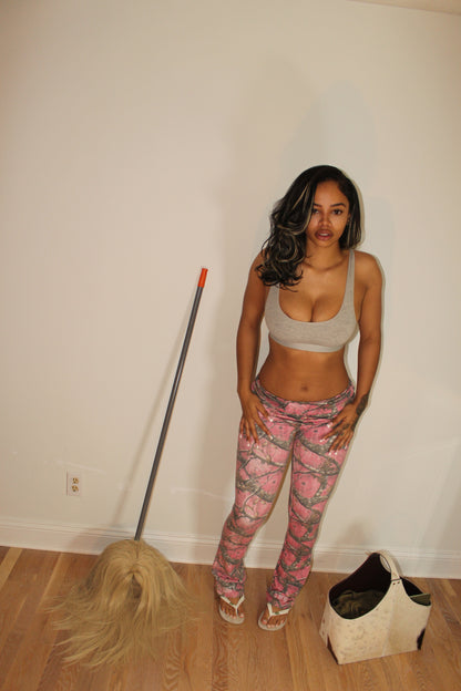 Pink Stacked Camo Yoga Pants